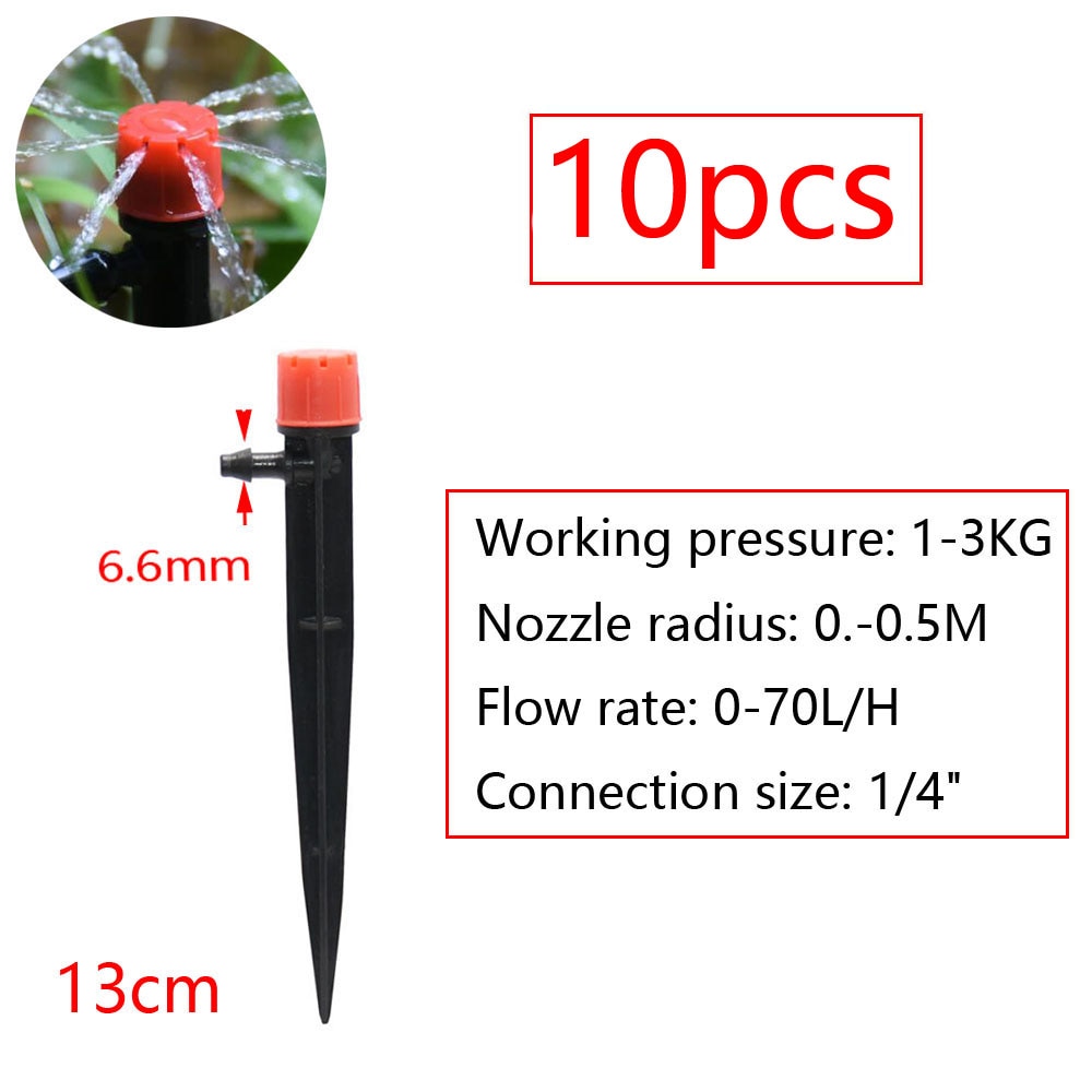 Gotero de riego ajustable de 90/180/360 grados, tierra de inserción, manguera de 4/7mm, riego de jardín, aspersor de vórtice giratorio de 13cm