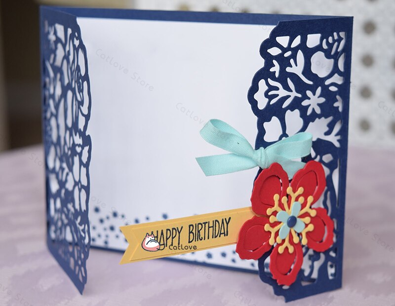 Fustelle Metalliche Per Scrapbooking – Stencil Rosa E Fiori In Acciaio Al Carbonio, 9,2 Cm, Per Biglietti E Album - 2