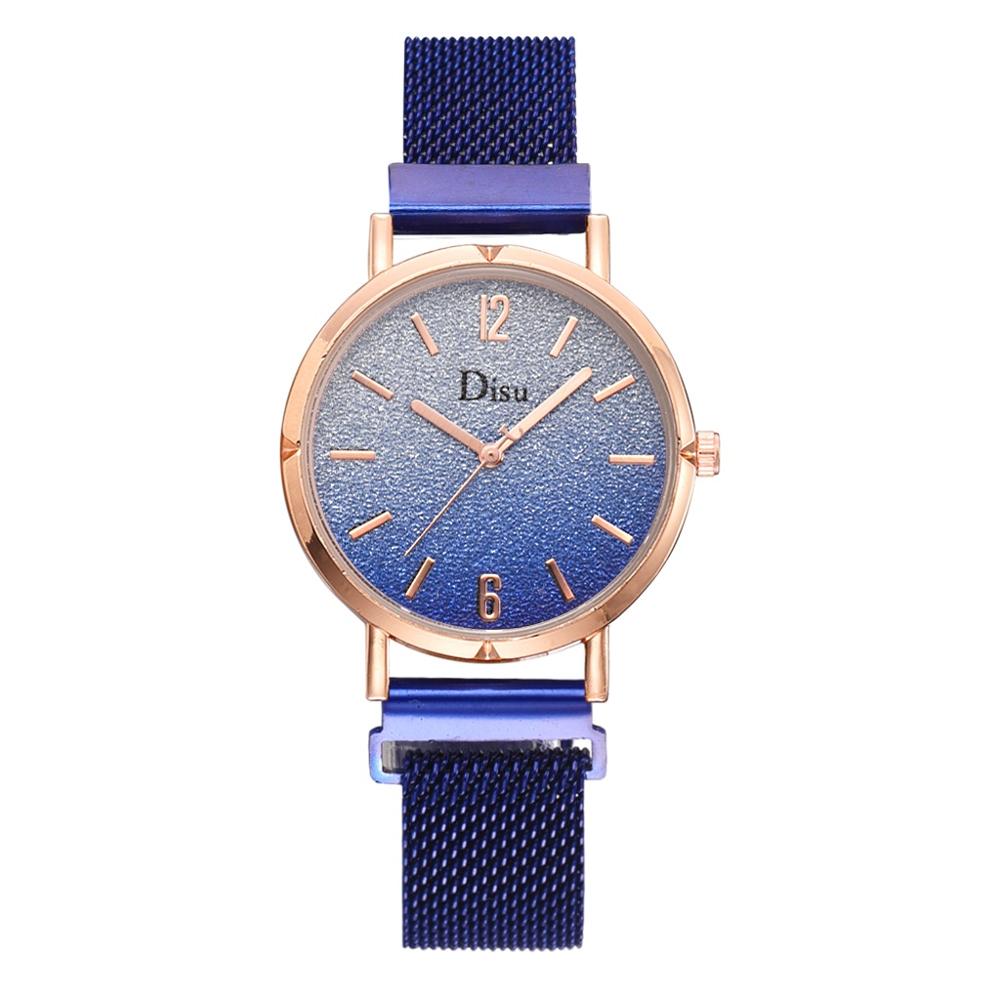 Top Luxe Vrouwen Armband Horloges Gradient Dial Diamond Dames Sterrenhemel Magnetische Horloge Vrouwelijke Klok: Blauw