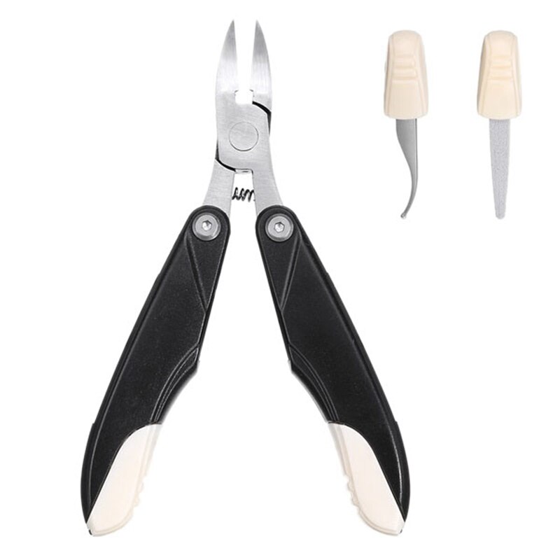 3 in 1 Nail Clippers/Nippers for Thick and Ingrown Toenails Premium Grade Stainless Steel: black