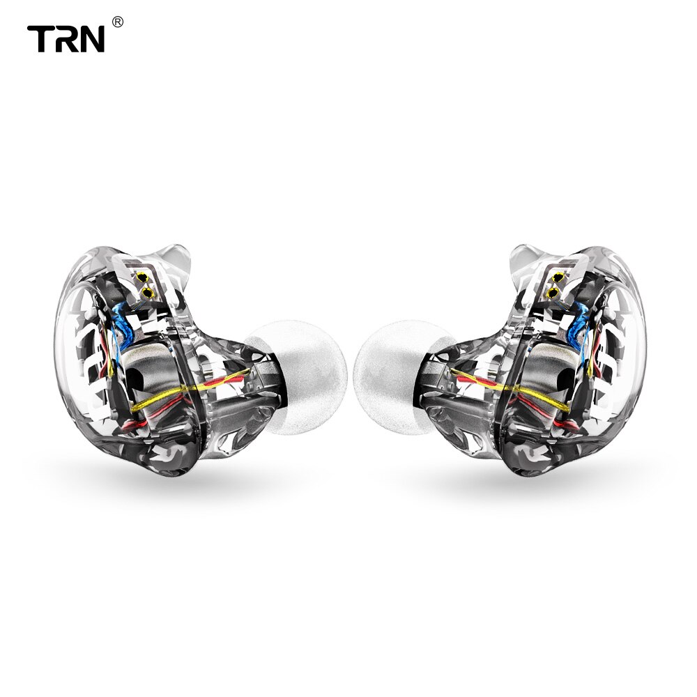 Trn-fone de ouvido híbrido v10, 2dd, hifi monito, para corrida, esporte, tomada de ouvido com 2pin destacável, v90 \ ba5 \ t3: Clear no mic