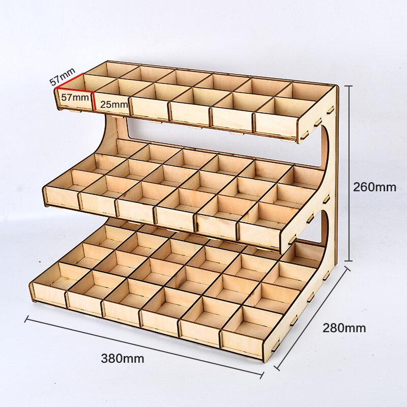 Holz Farbe Gestell Stehen Pigment Organizer Tinte Öl Flasche Gestell Lagerung Kasten Diy Zubehör Halfter NäGel Schrauben: 54 grids