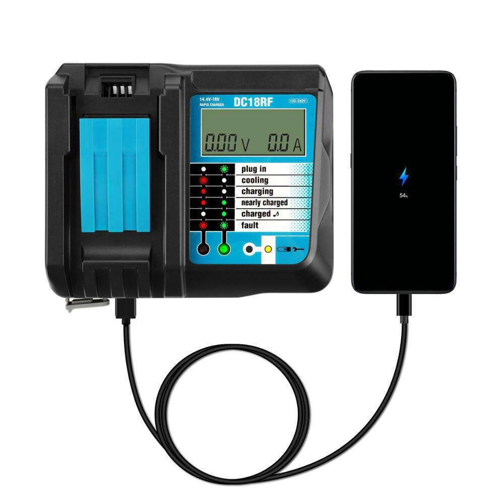 DC18RF Snellader Vervanging Power Tools Lithium-Ion Lader 14.4V-18V Voor Makita Power Tool Batterij DC18RA DC18RC Met Usb