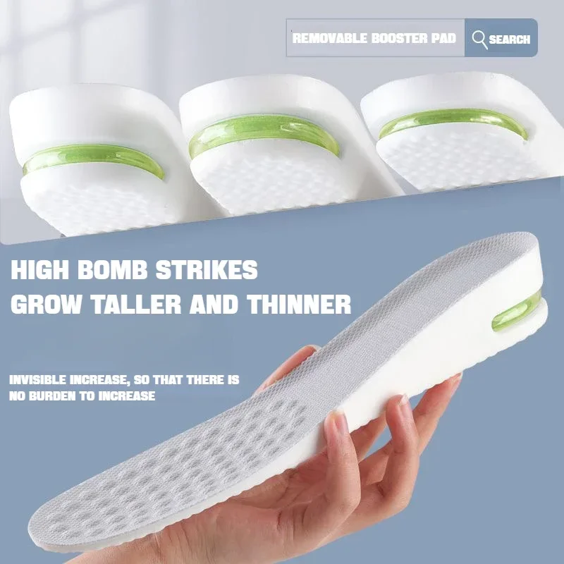 Plantillas para calzado deportivo con aumento de altura, insertos ortopédicos suaves y transpirables elásticos que absorben los golpes para hombres y mujeres con cojín de aire