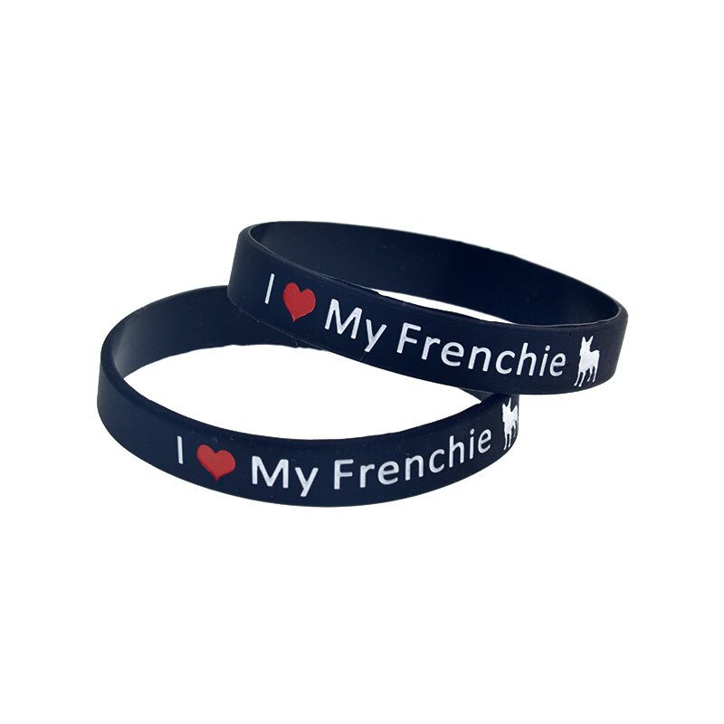 1Pc I Liefde Mijn Frenchie Bull Terrier Siliconen Armband Zwart