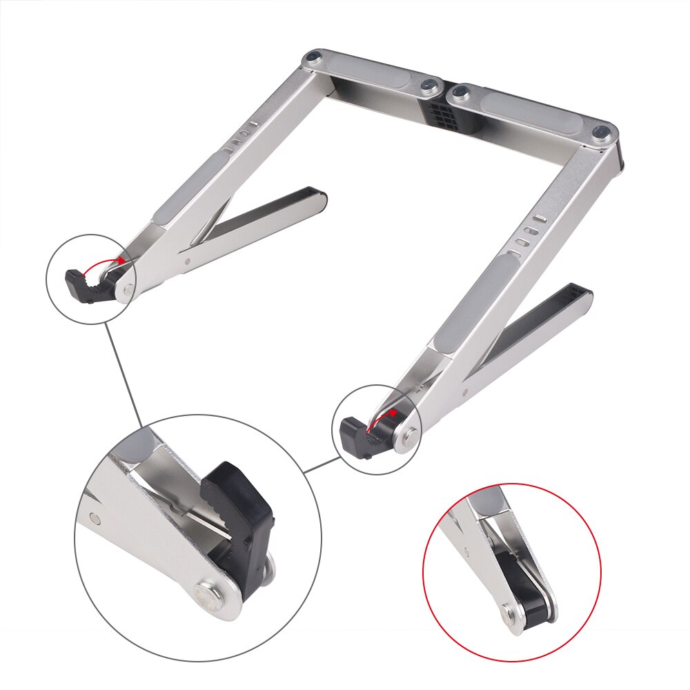 11 to 14 inch Notebook Stand Silver Aluminum Alloy Adjustable Angle Holder Multifunction Foldable Bracket for Office HomeTablet