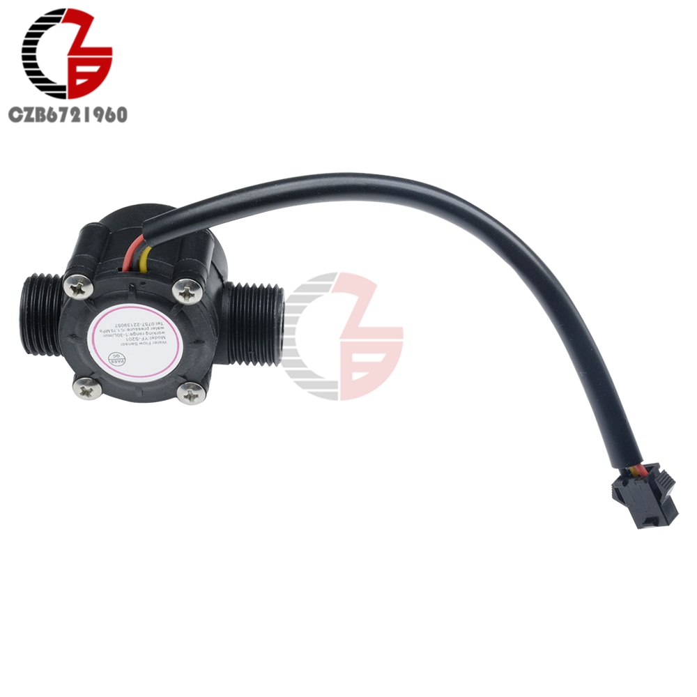 12V Water Flow Sensor Dc 5-18V Flowmeter Hall Doorstromingssensor Water Controle Vloeistofstroom Sensor Schakelaar 1-30L/Min 2.0MPa YF-S201