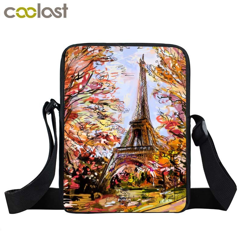 World Map / Oil Painting Landscape Mini Messenger Bag Women Handbag Ladies Shoulder Bag Portable Crossbody Bags Bookbag: XKB YLF09