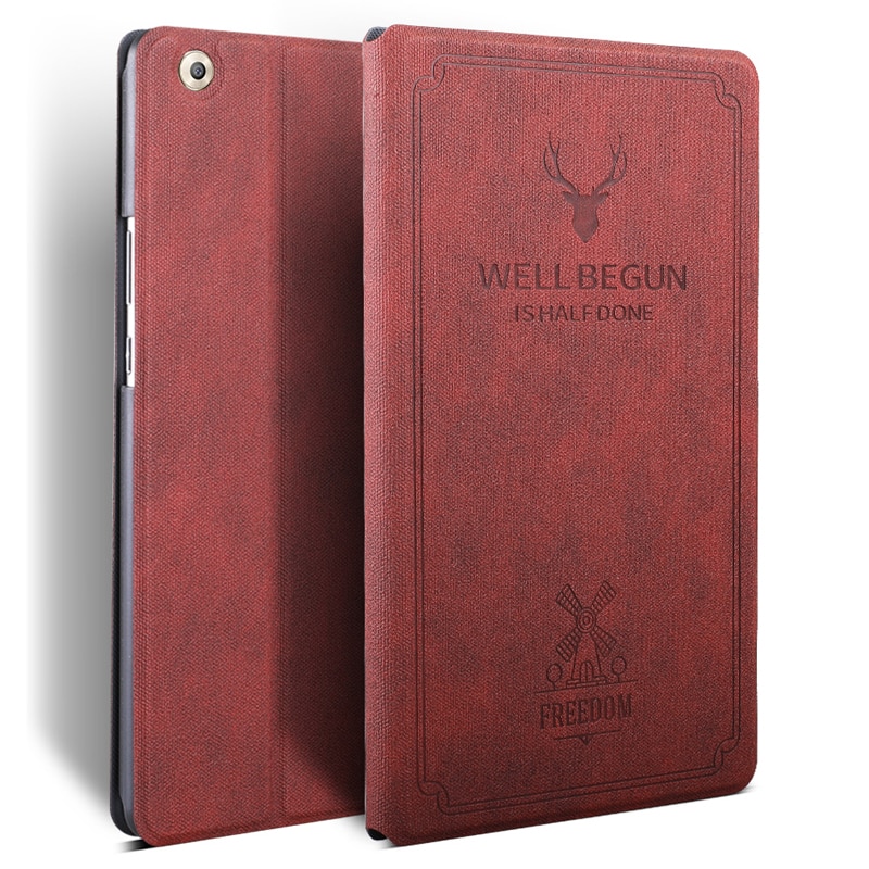 PU Leather Case For Huawei MediaPad M5 lite 8 JDN2-W09/AL00 8.0 inch Stand Cover for Huawei Honor Pad 5 8 tablet Case+film+pen: wine