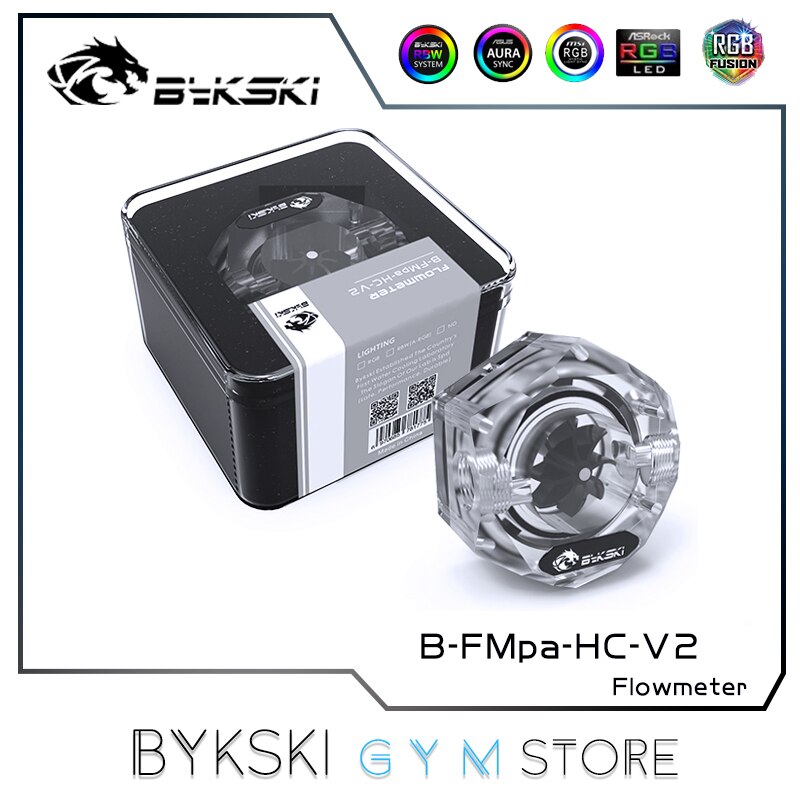 Bykski Hexagon Water Flow Meter, Flowing Monitoring For Computer Water Cooling, RGB/ARGB SYNC, B-FMpa-HC-V2