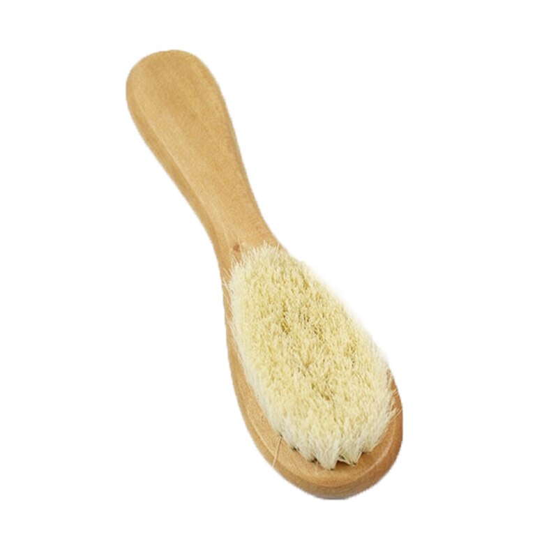 Cepillo suave de lana pura Natural para bebé, cepillo con mango de madera, peine de pelo para bebé, peine infantil, masajeador de cabeza, cepillo para bebé, cuidado del bebé: Default Title