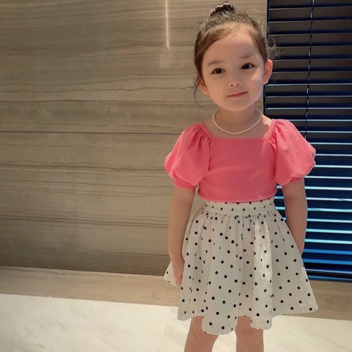 Meisjes Kinderkleding Vierkante Hals Puff Mouwen T-shirt Zomer Dunne Baby Losse Top P6232