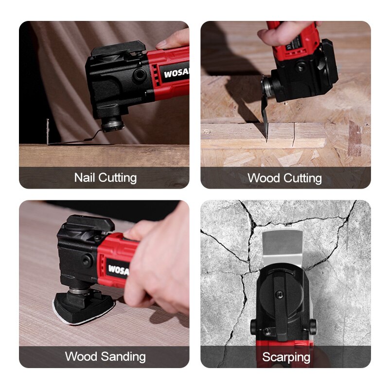 VVOSAI-herramienta oscilante eléctrica, herramienta eléctrica reacondicionada, 6 velocidades variables, 20V, recortadora inalámbrica