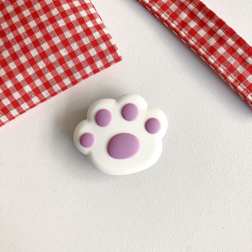 1PCS Cute Cat Paw Colorful Flower Phone Ring Holder Finger Ring Buckle Anti-Fall Foldable Bracket Universal Phone Stand: White Purple Cat Paw