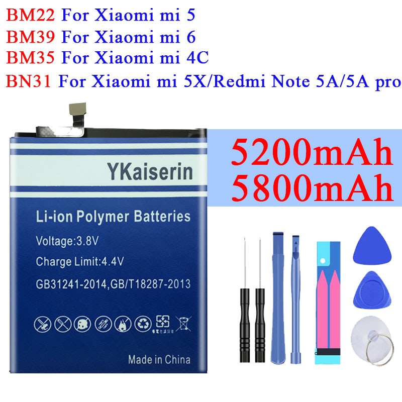 Für Xiaomi Telefon Batterie BM22 Für Xiao mi 5 6 4C 5X mi6 mi5 mi4c mi5X Redmi Hinweis 5A/5A Profi BM35 BM39 BN31 Ersatz Batterien