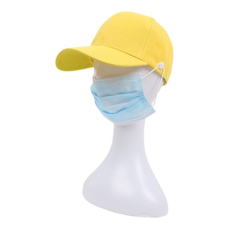 Unisex Heldere Effen Kleur Baseball Cap Met Knoppen Gezichtsmasker Houder Bescherm Oren Outdoor Sport Verstelbare Snapback Hoed: H