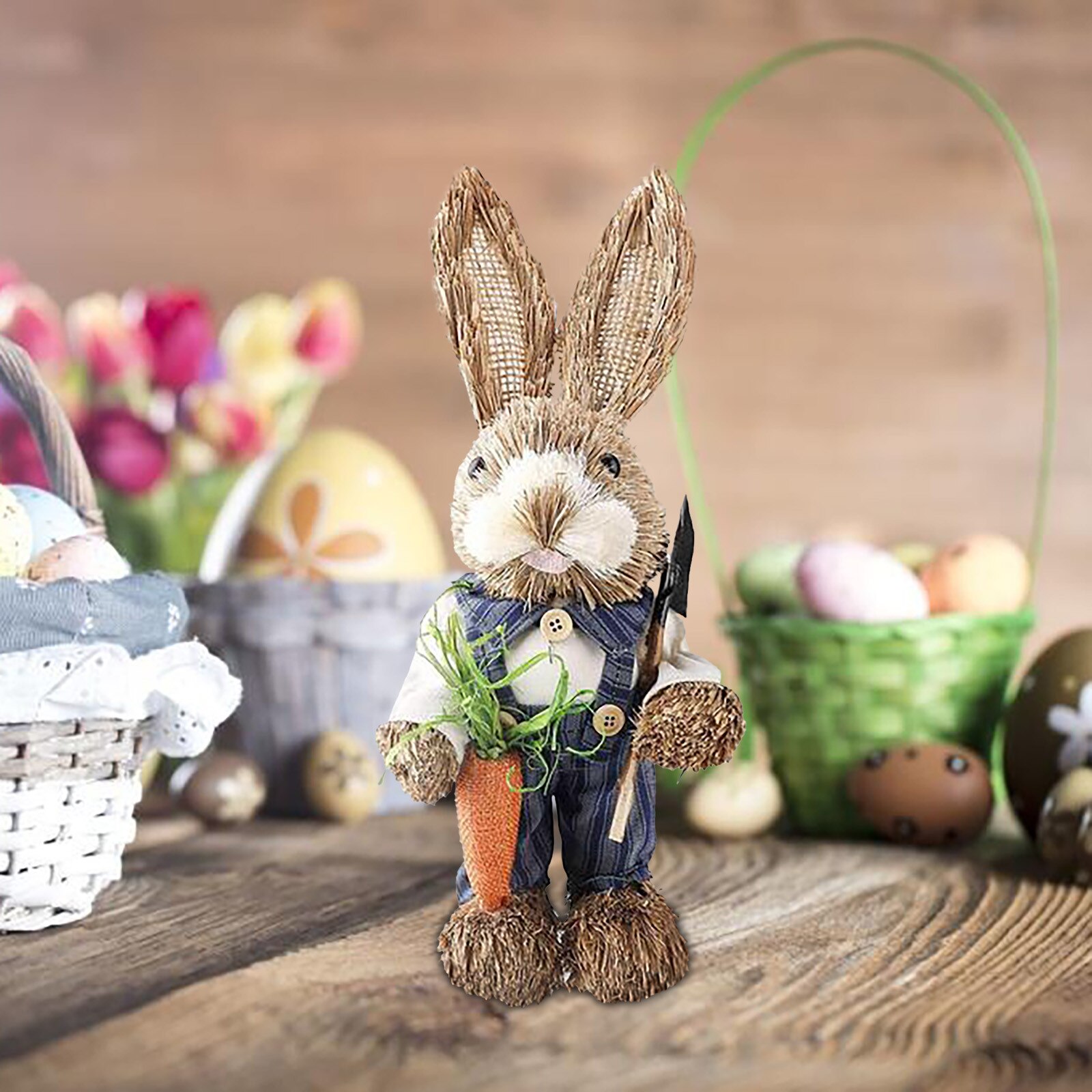 4 Paashaas Simulatie Huis Tuin Bunny Decoratie Creatieve Stro Bunny Huis Tuin Konijn Ornamenten Home Decoratie