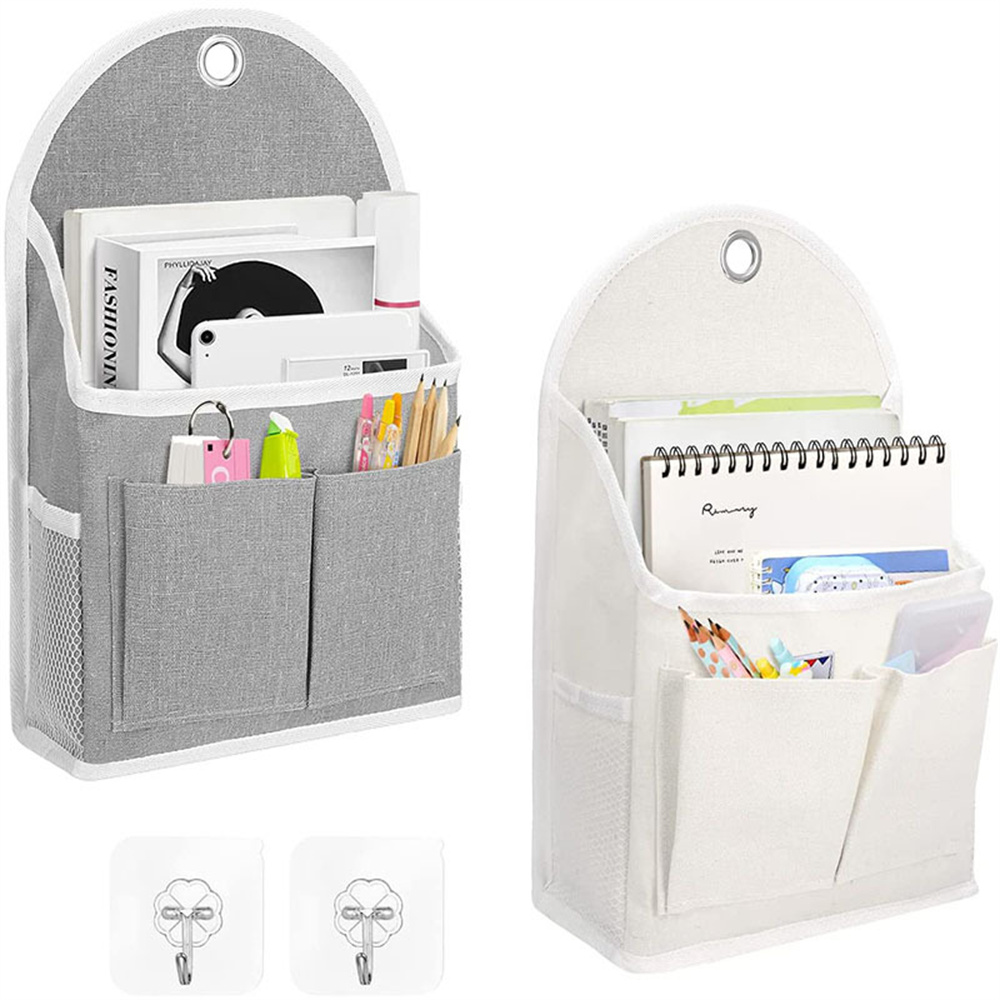 Fabric Hanging Storage Bag for Dormitory Wall Mounted Wall Door Bags Dual-Pocket Side Mesh Organizer Book Magazine Phone Holder