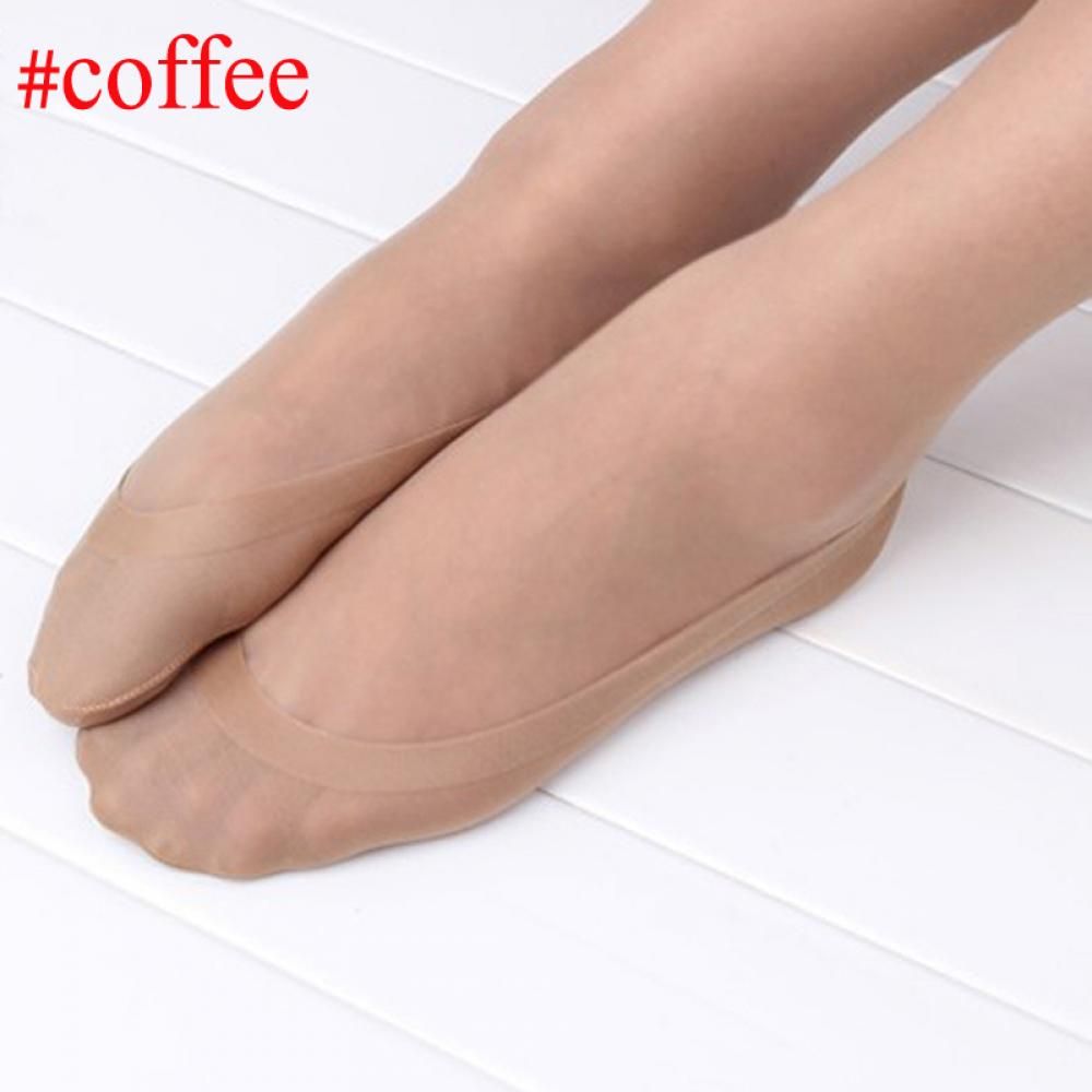 Women Cotton Antiskid Invisible Liner Low Cut Ice Stocking: Coffee