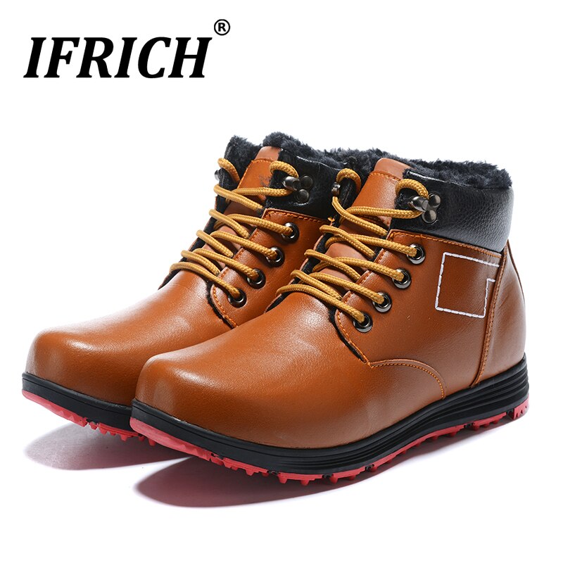 Golf Shoes Men Waterproof Leather Golf Shoes Warm Fur Man Sports Shoes High Top Golf Trainers for Mens Walking Shoe