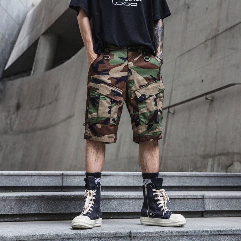 Pantaloncini traspiranti leggeri da esterno per uomo estivi pantaloni corti da allenamento per escursionismo da campeggio resistenti ai graffi ad asciugatura rapida: Jungle camouflage / XXL