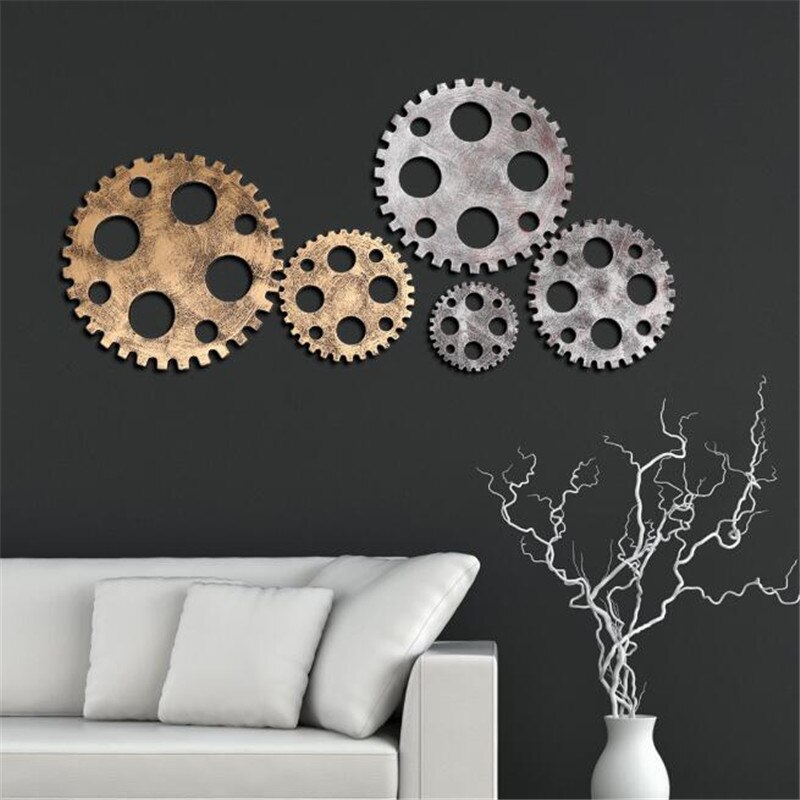Date rétro Style industriel en bois engrenage décoratif roue engrenage ornements Art Bar café maison tenture murale décor artisanat
