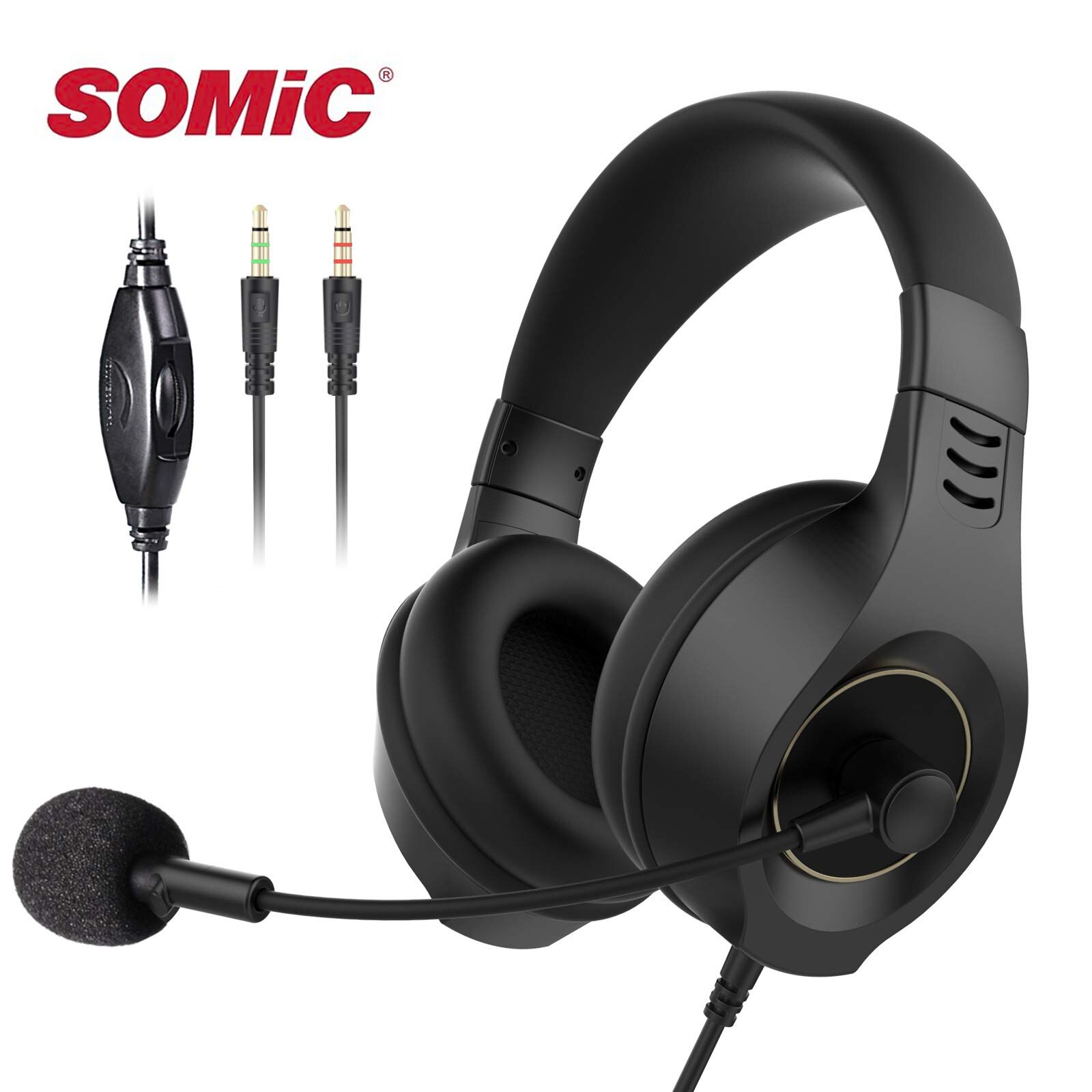 Somic kabelgebundenes stereo-headset mit mikrofon für computer, kopfhörer mit lautstärkeregelung, software für callcenter und geschäftsarbeit ( e50 neueste modelle).