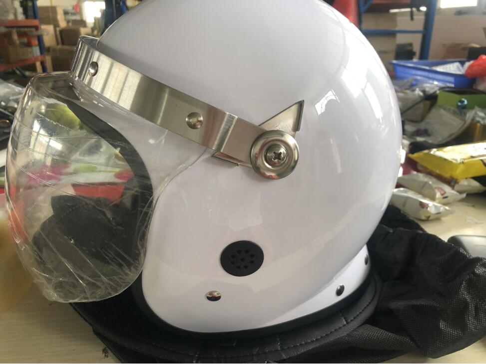 Casco antisommossa bianco guardia di sicurezza visiera casco di prevenzione protezione del collo in pelle casco di sicurezza caldo arioso