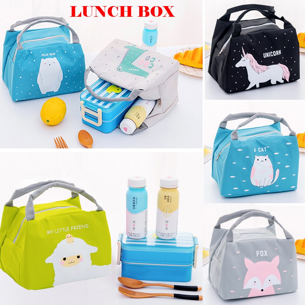 Cartoon Cute Lunch Bag For Women Girl Kids Children Thermal Insulated Lunch Box Tote Food Picnic Bag Milk Bottle Pouch