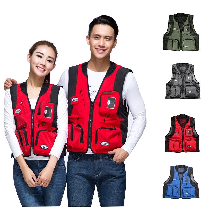 Par udendørs fiskevest fotografering vest multi-pocket overalls mænd og kvinder fiskevest elsker ærmeløs jakke