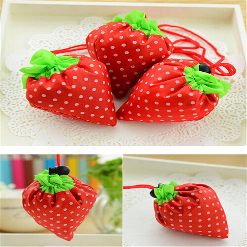 1pc Offre spéciale Nylon Pliant réutilisable Eco épicerie fourre-tout Shopper Fraise Stockage Sac à Main Shopping Bonne Aide