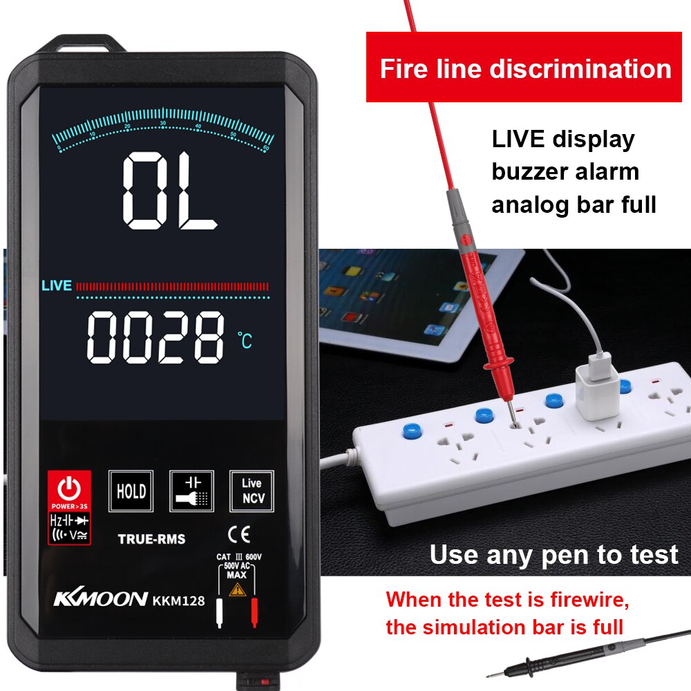 KKmoon KKM128 Digital Multimeter Voltage Frequency Capacitance Resistance Meter 6000 Counts Display with Backlight