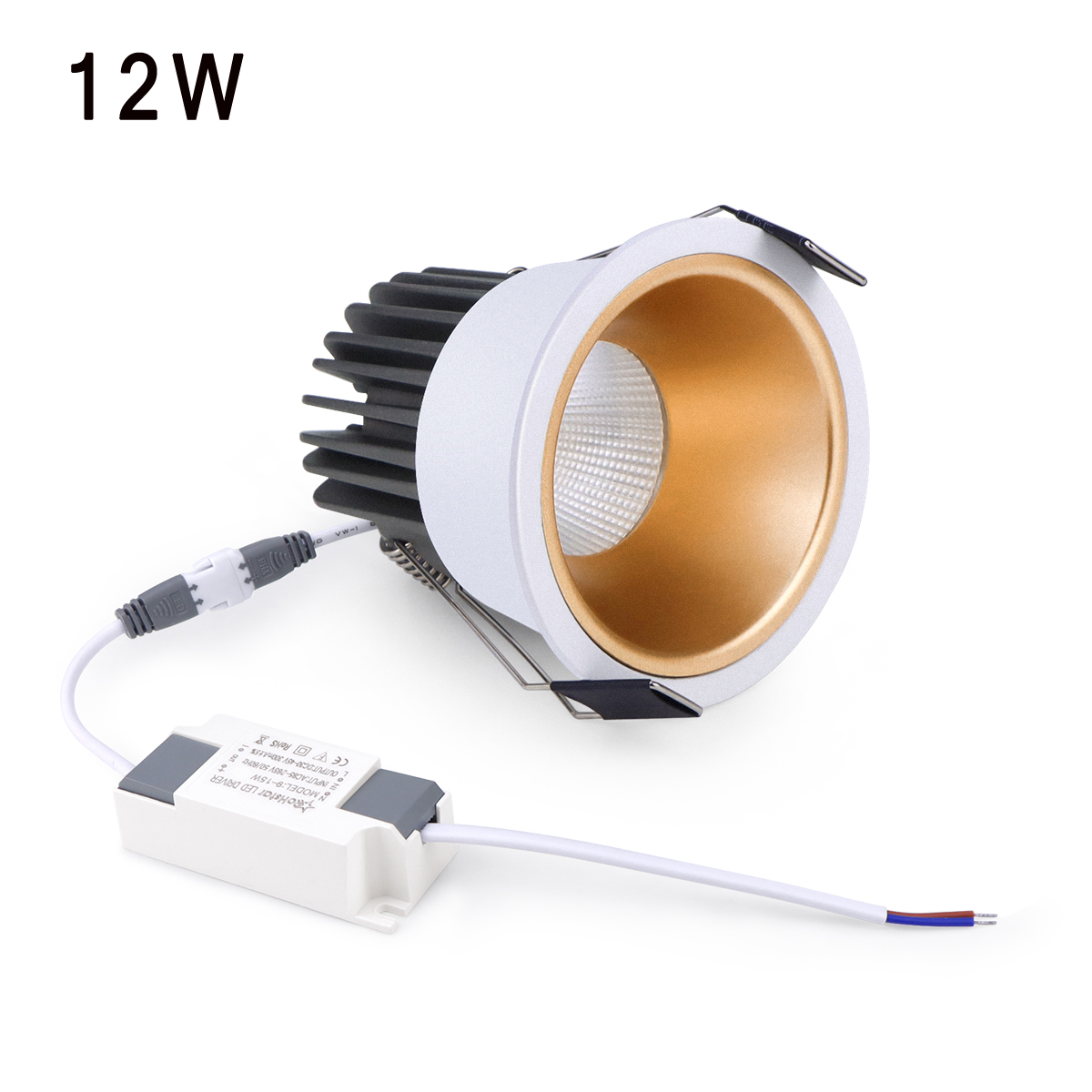 Indbygget aluminium cob led led spotlight pære led spotlight 7w 12w downlight loftslampe rumbelysning 85-265v: Lyserød / Hvid