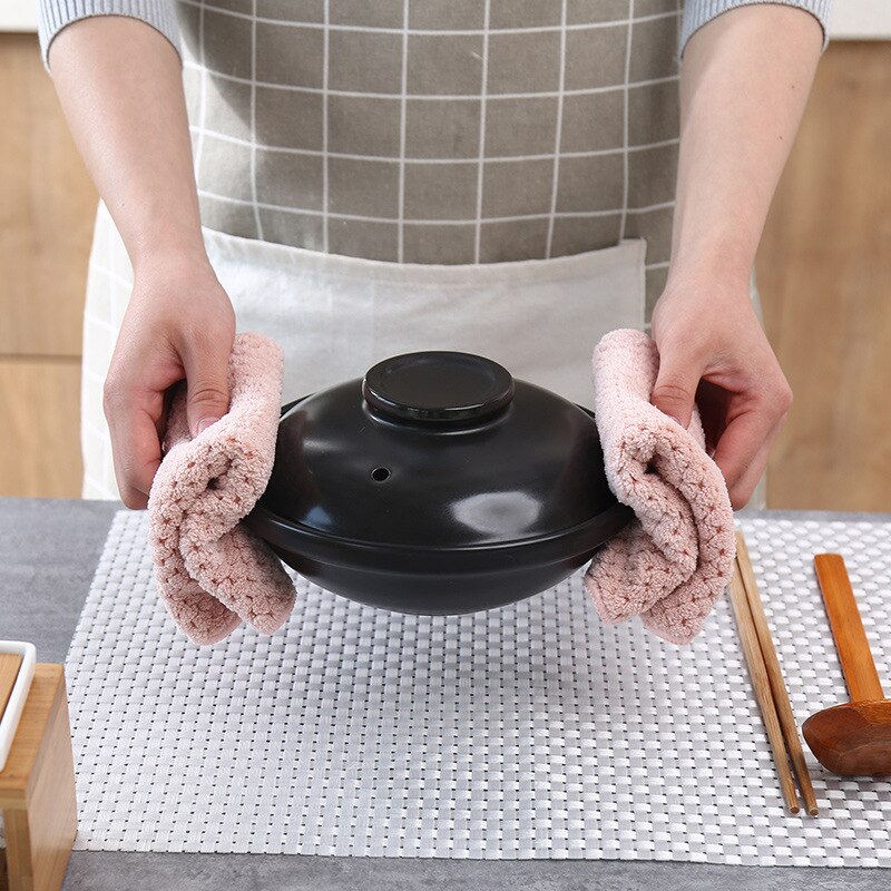 Anti-grease Rags Coral Fleece Clean Cloth Sink Wipe Washable Double Non Stick Oil Dish Cloth Water Absorbent Kitchen Hand Towel