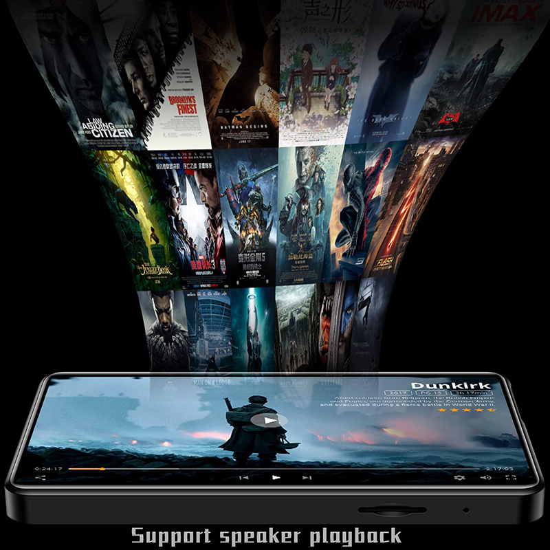4 Inch UI MP4 Music Player Touch Screen 16GB BT 5.0 with Speaker 1080P Video Ebook FM MP3 Audio Player Portable For Walkman