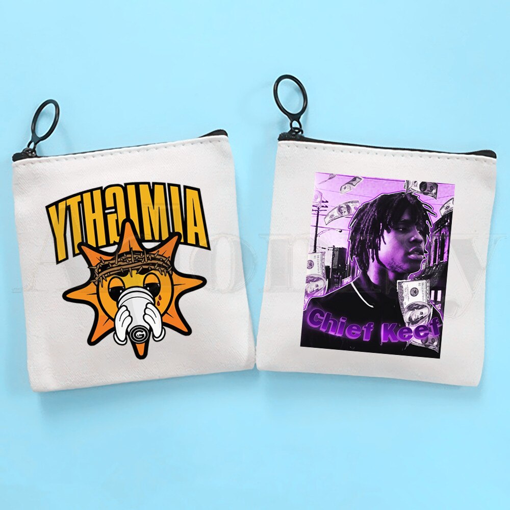 Chief Keef Hip Hop Canvas Bag Pure White Bag, Zipper Bag Coin Bag Coin Bag Clutch Bag