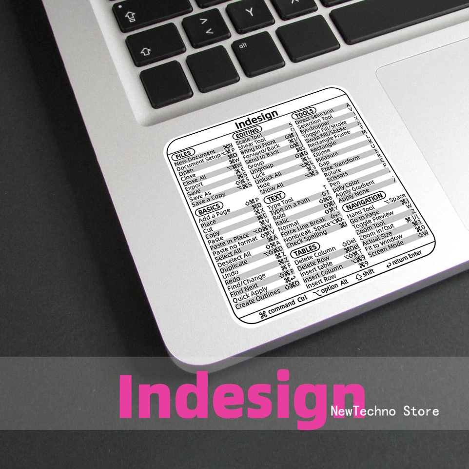 Keyboard Shortcut Stickers for Word Excel Windows/MAC/OS Letter Graphic Laptop Protective Sticker: black