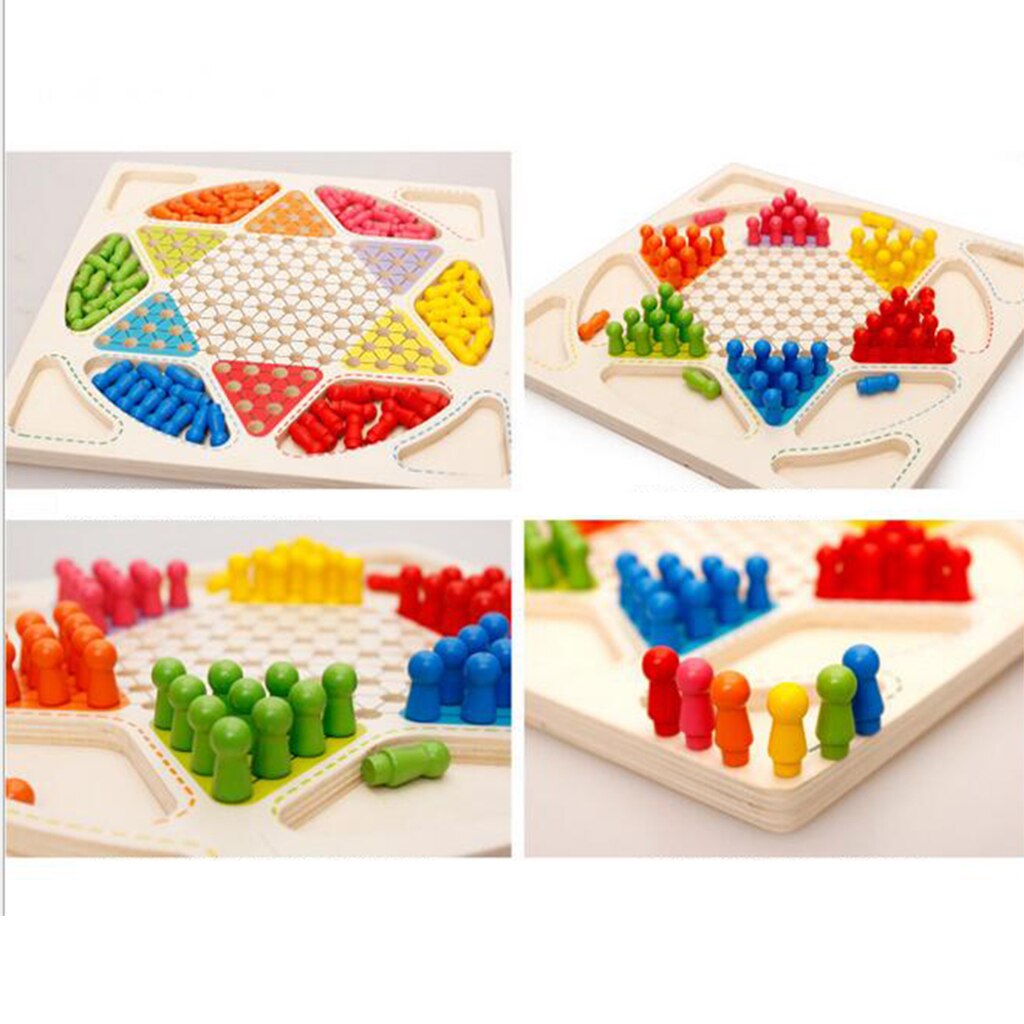 Parent-child Interaction Game Set 2 in 1 Standard Chinese Checkers Aeroplane Chess Camping Trip