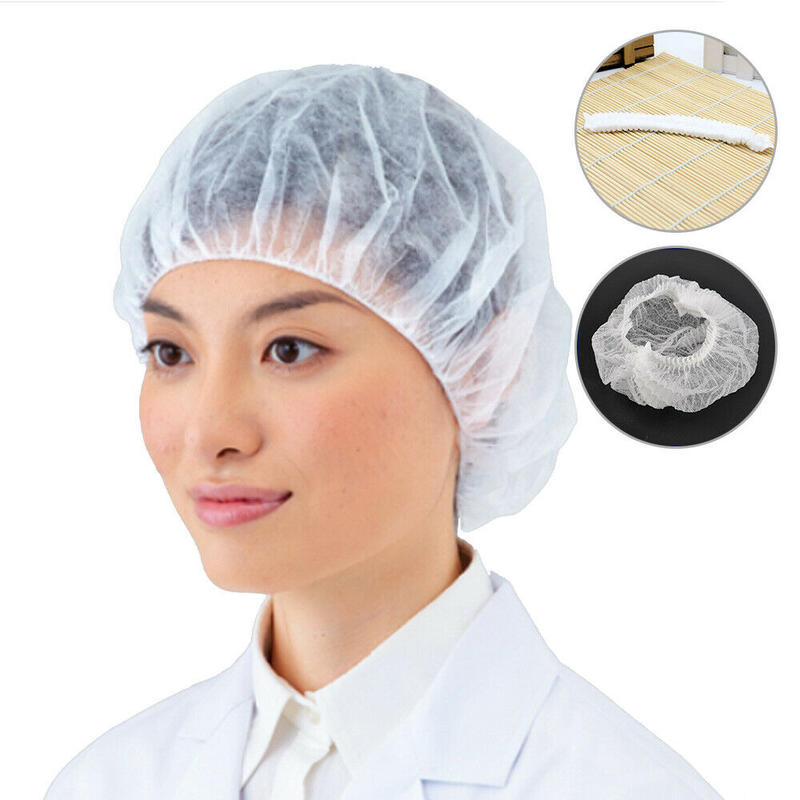 100 Pcs Disposable Bouffant Cap Hair Nets Beauty Salon Head Cover Hats Catering Mob Caps Hygiene