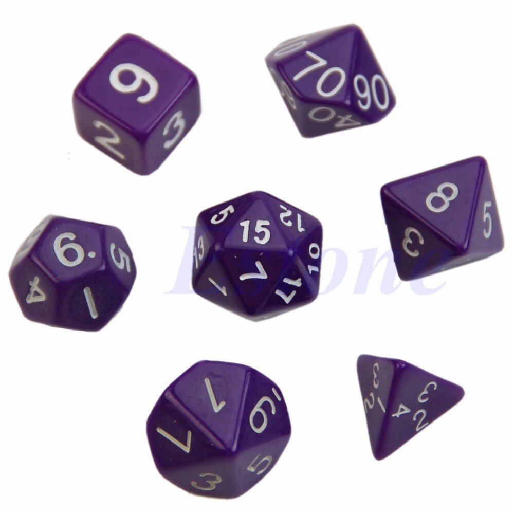7pcs Sided Die D4 D6 D8 D10 D12 D20 for RPG Poly Dice Game