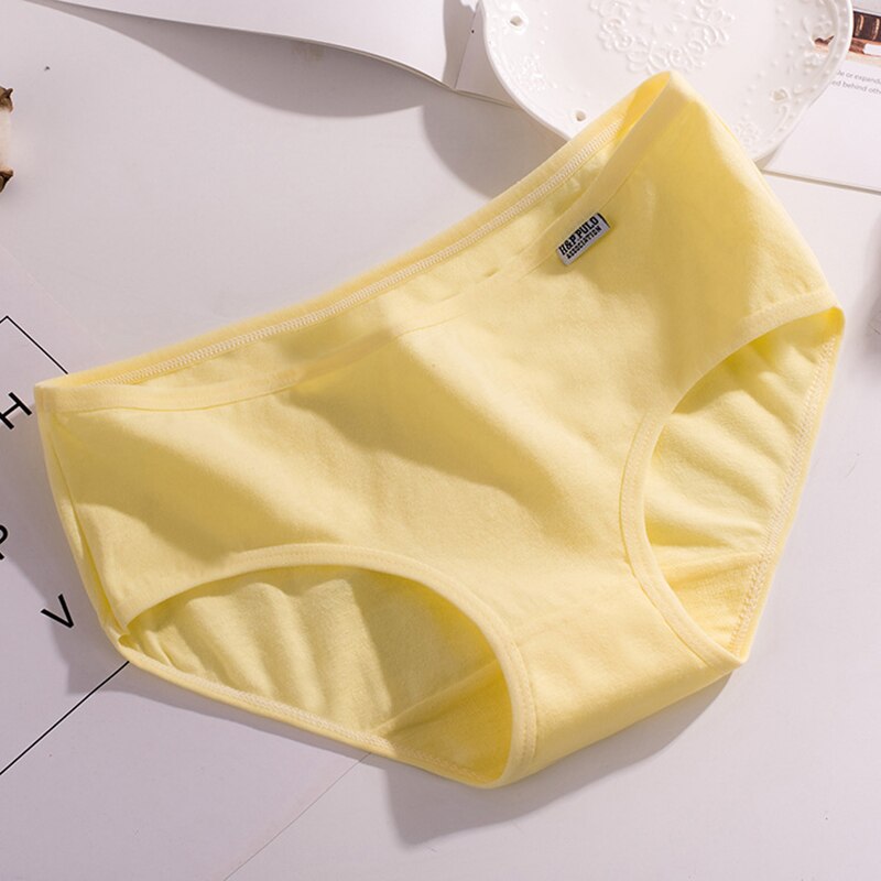 5Pcs Women&#39;s Cotton Panties Female Cotton Briefs Women&#39;s Candy Color Solid Color Ladies Briefs Seamless Simple Women&#39;s Underwear