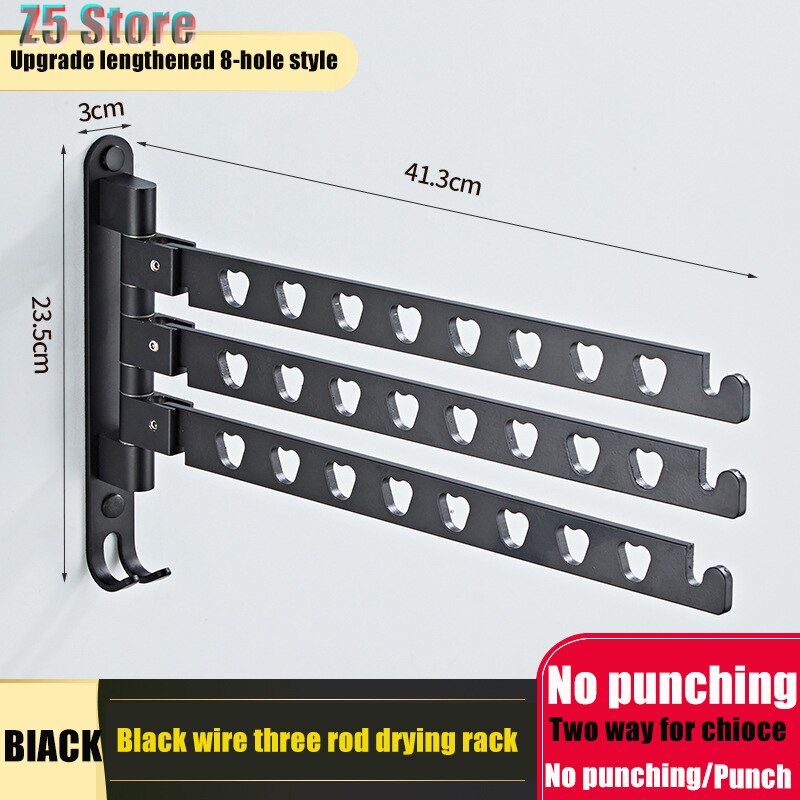 Aluminum Wall Mounted Laundry Clothes Rack Swivel Folding Clothes Hanger Rack Dryer Balcony Drying Rack For Clothes Hanger