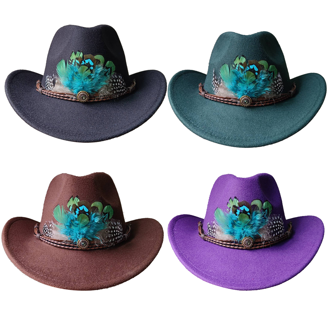 Hat accessories Feather knitted style various hat accessories jazz cowboy hat fedora hat straw hat for men and women