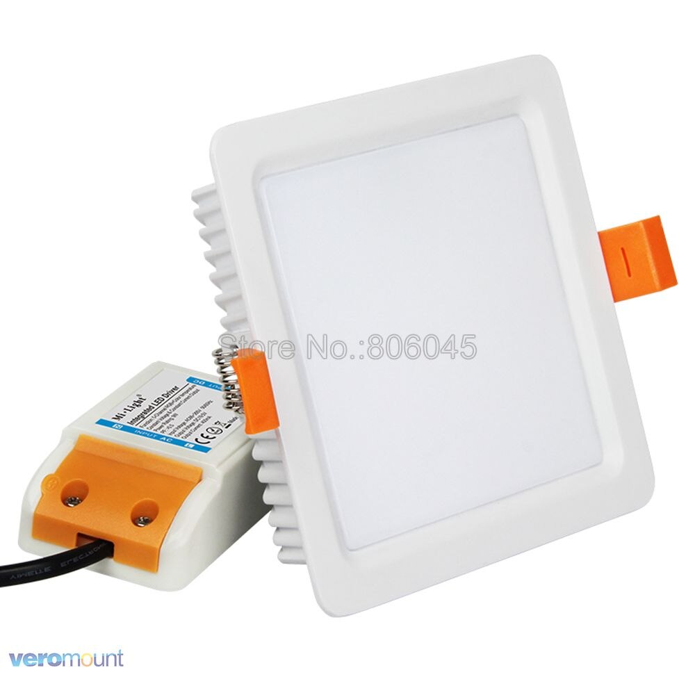 MiLight FUT064 9W RGB+CCT Square LED Downlight Reccessed Light AC85-265V WiFi Compatible 2.4G 4-Zone Wireless Remote