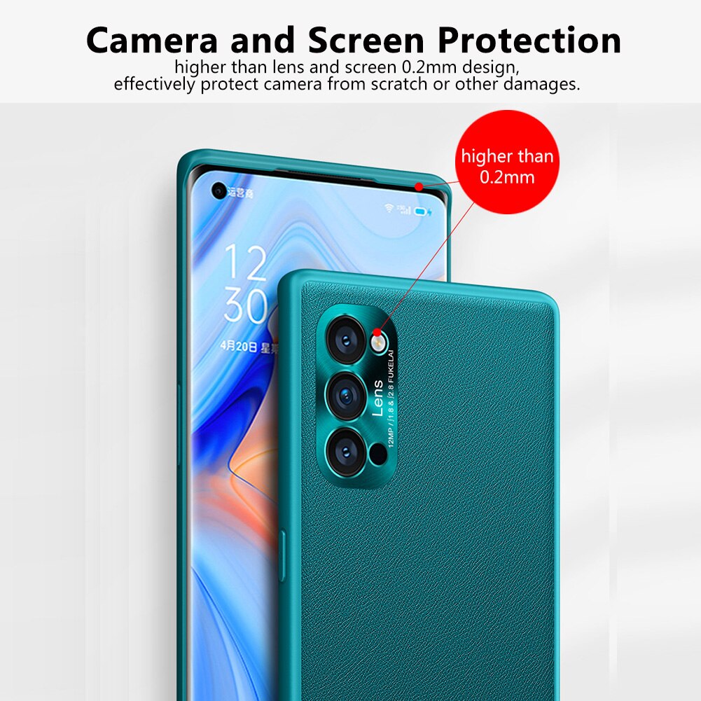 Pu leren hoesje voor oppo reno 4 pro 5g hoesje schokbestendig achterpaneel bumper voor oppo reno 4 harde pc-hoes voor oppo reno 4 pro capa