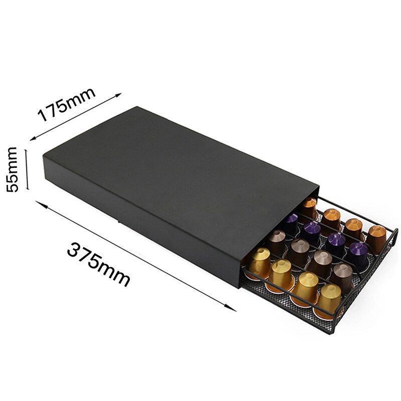 40 pods kaffekapselholder kaffekapselboks oppbevaringsstativ kaffeskuff for nespresso kaffekapsel