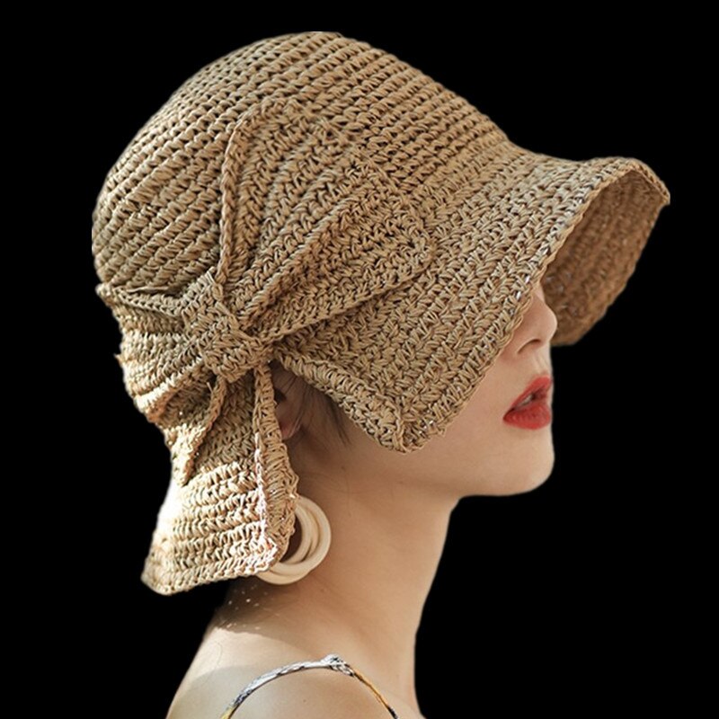 2022 Summer Big Bow Bucket Hats Women Korea Female Outdoor Travel Beach UV Proof Sun Protection Hat Fisherman Cap