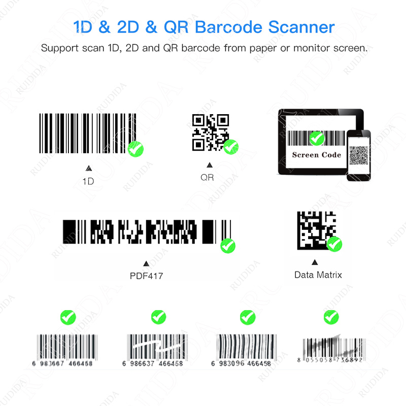 Scanner 2D 2.4G Draadloze Bar Code Scanner Bluetooth Qr Reader Wired Handheld Barcode Scanner Draagbare Scanner Draadloze Qr Code