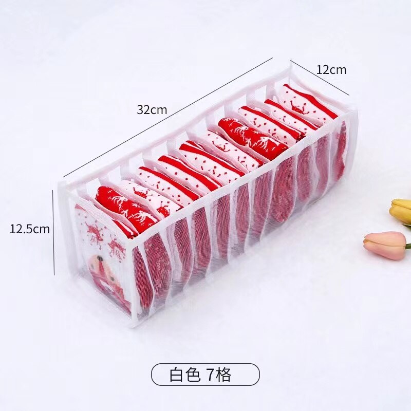 Organizador de armario para ropa interior, divisor de armario para el hogar, caja de almacenamiento para ropa, cajón plegable: White 7 grids