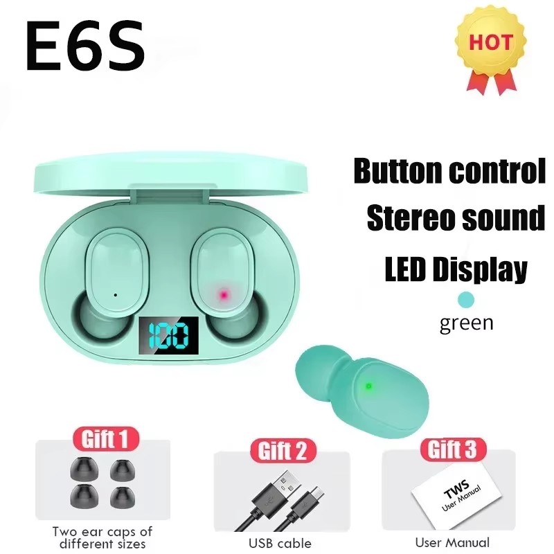 2025 TWS E6S Fone Bluetooth-oortelefoon Draadloze Bluetooth-headset Ruisonderdrukkende headset met microfoonhoofdtelefoon: 4.5w